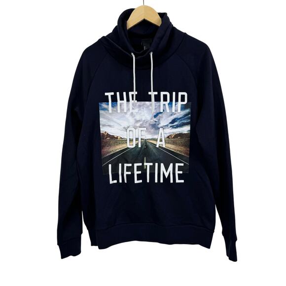 5 for $25| H&M The Trip Of A Lifetime Navy Graphic Hoodie Size L - Picture 1 of 6